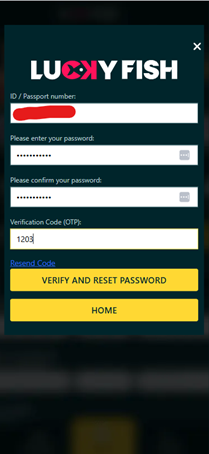 Reset password step 5